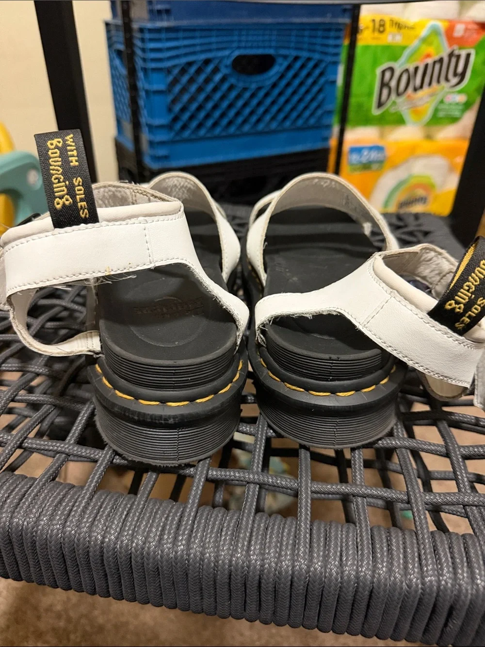 Dr. Martens White Leather Platform Sandals